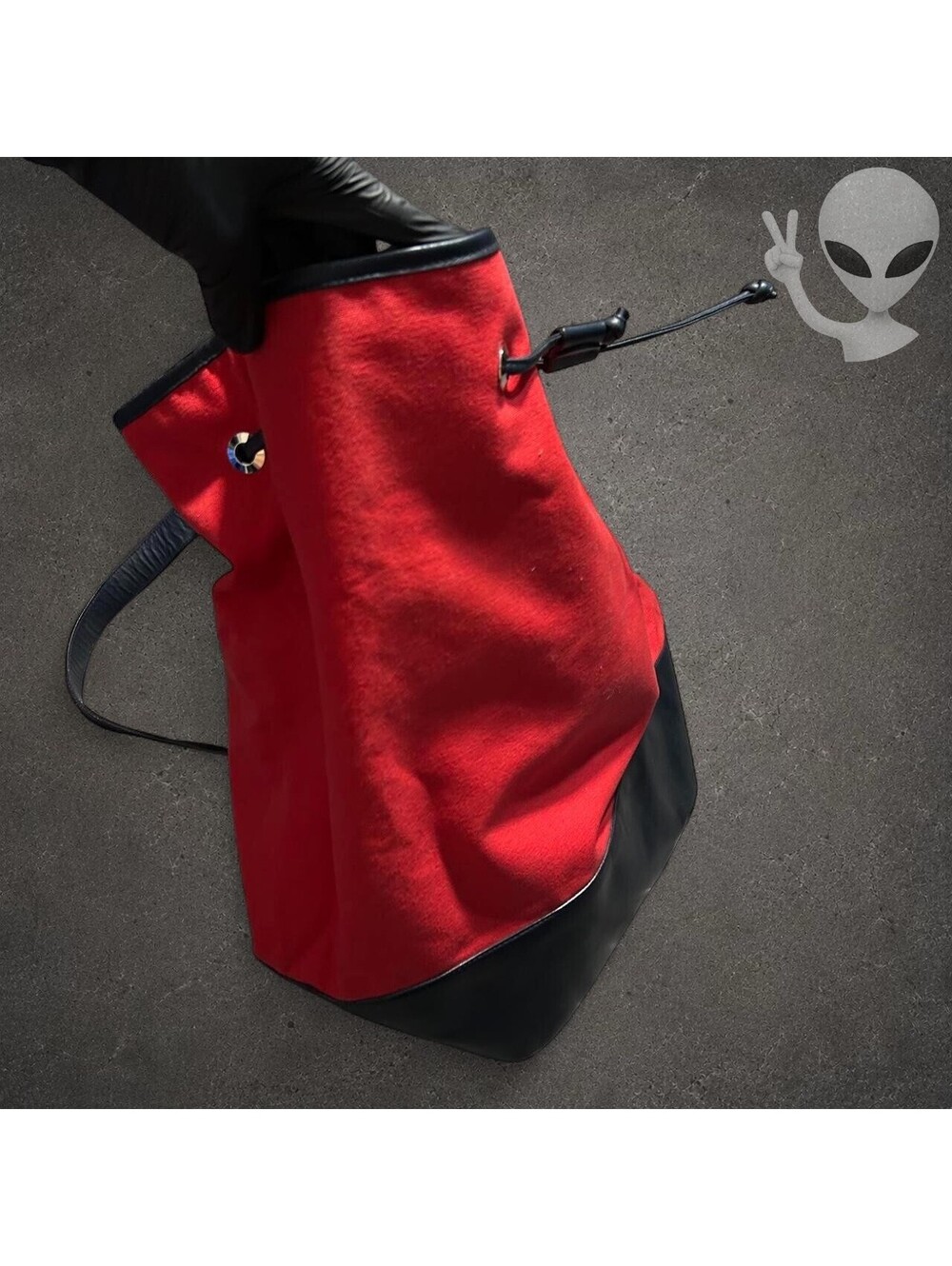 Vintage Ralph Lauren Sport Canvas Drawstring Backpack Bucket Bag Red - Picture 5 of 8